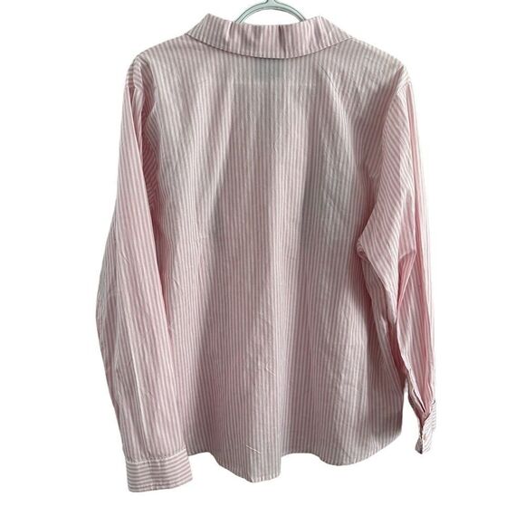 Linea by Louis Dell'Olio Pink Stripe Colorful Embroidered Flowers Blouse Size XL - Picture 2 of 6